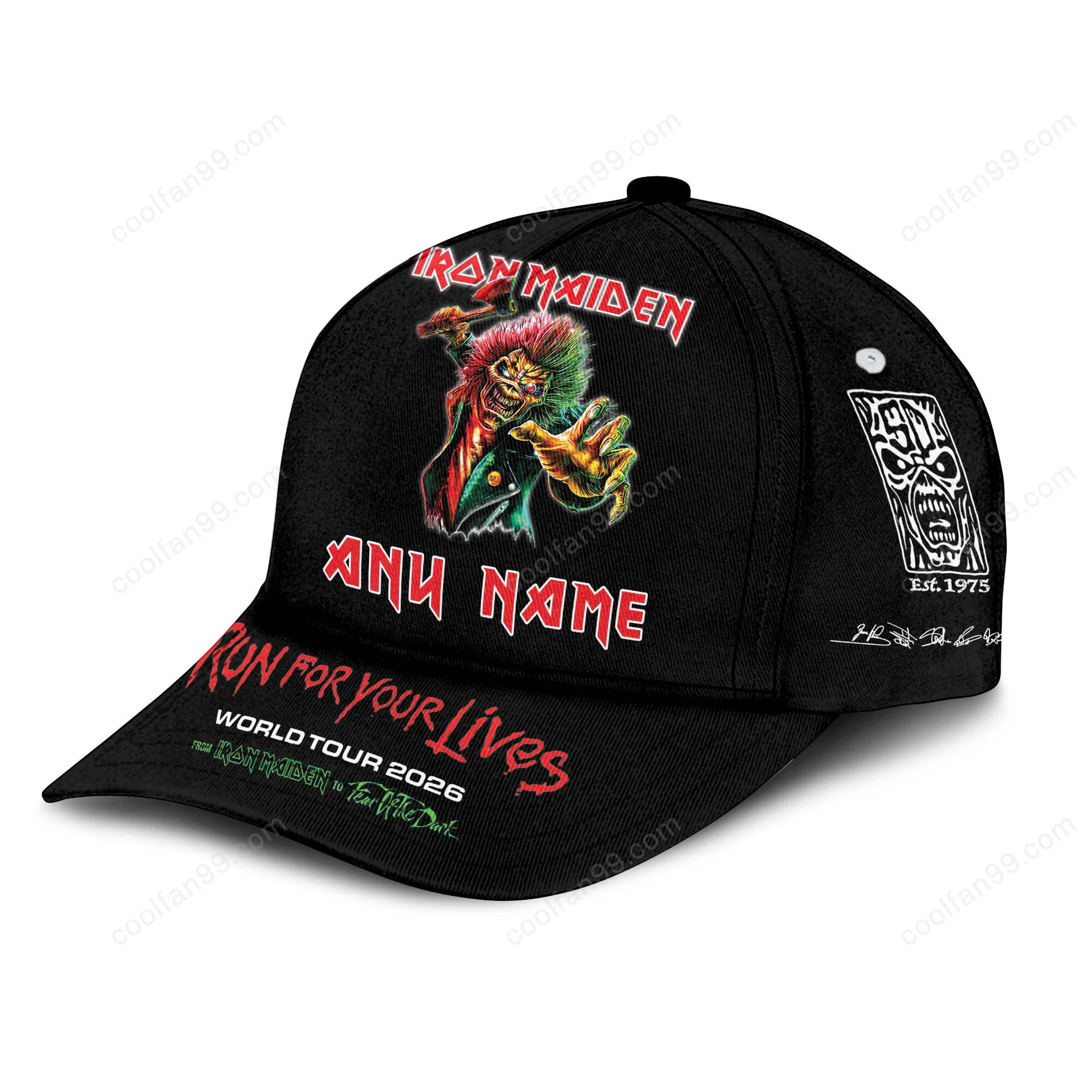 Iron Maiden Run For Your Lives World Tour 2026 Hat - Detail View