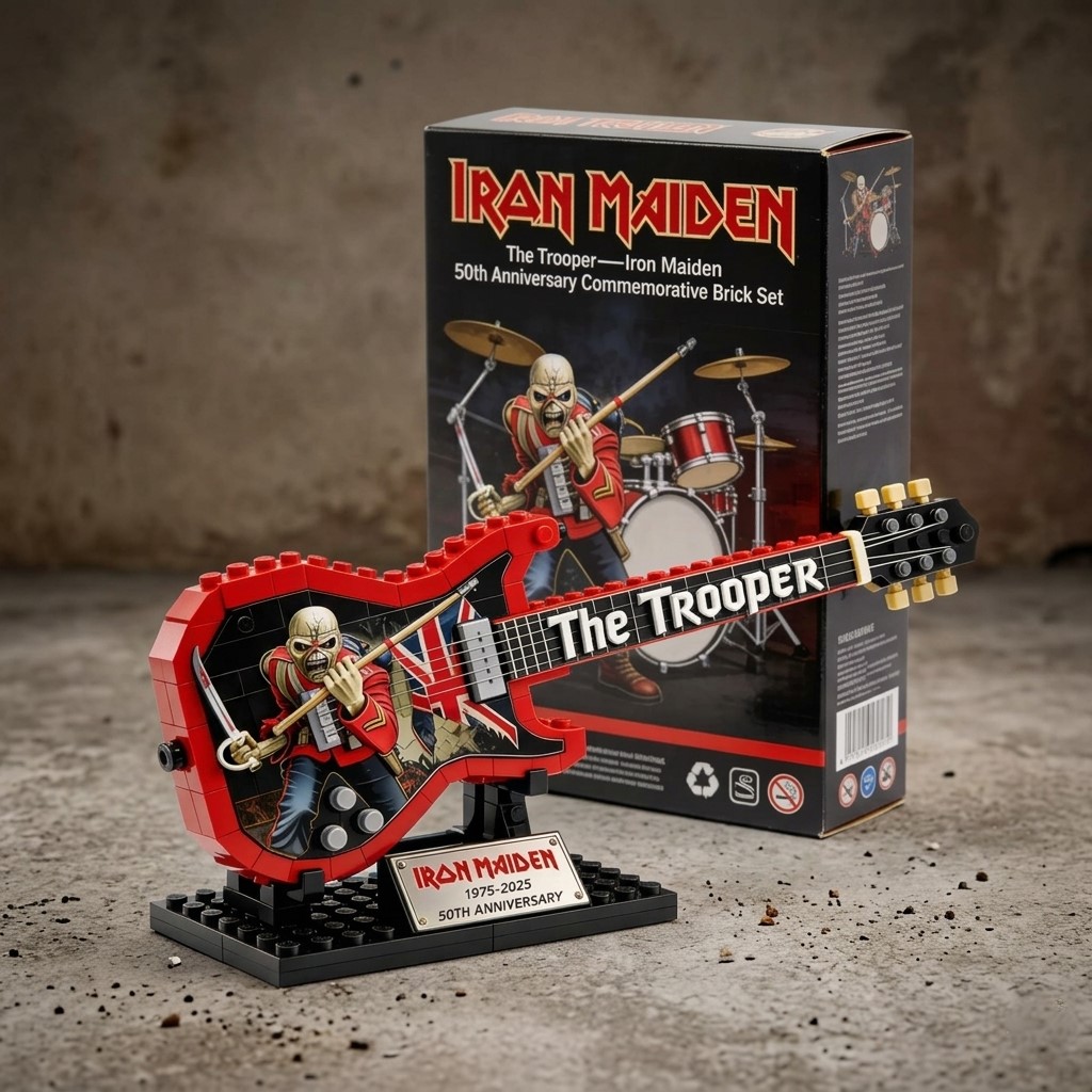 Iron Maiden The Trooper 50th Anniversary Commemorative Guitar Brick Set - Front View
