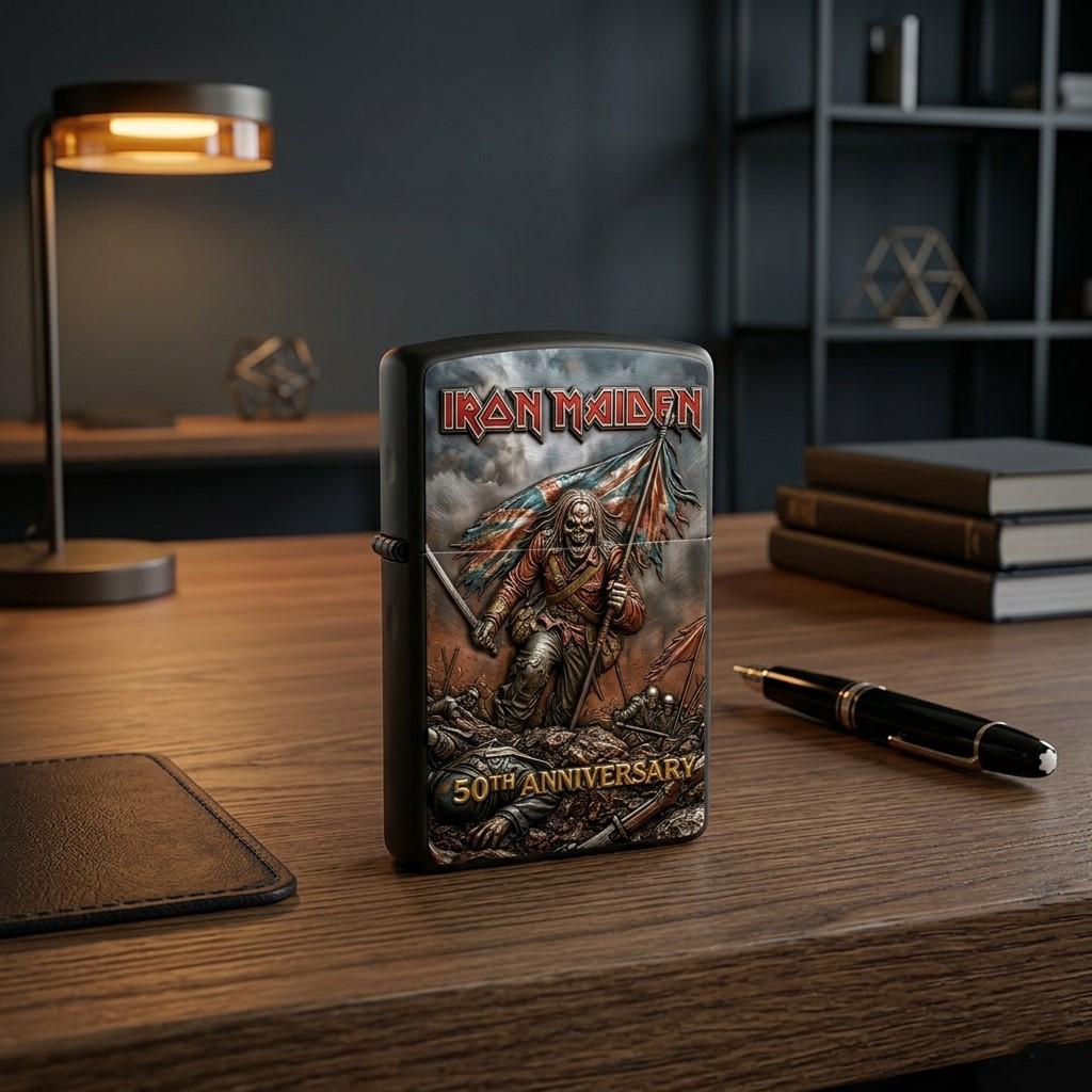 Iron Maiden The Trooper 50th Anniversary Lighter - Detail View