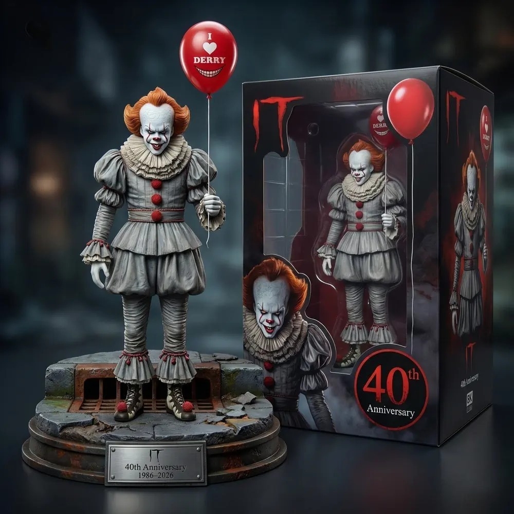 IT Pennywise 40th Anniversary 1986-2026 Collectible Figure - Front View