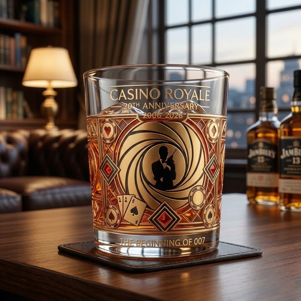  Casino Royale 20th Anniversary 2006-2026 Whiskey Glass - Detail View