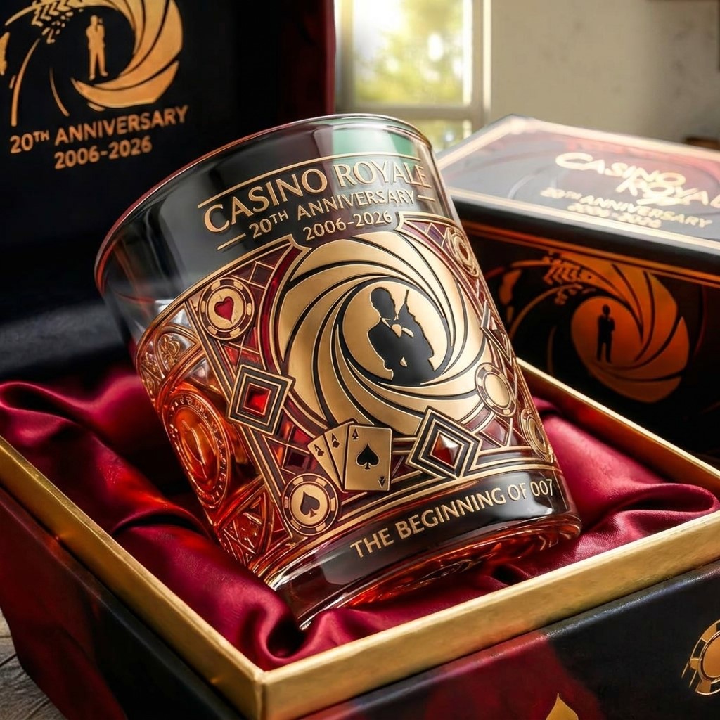  Casino Royale 20th Anniversary 2006-2026 Whiskey Glass - Front View