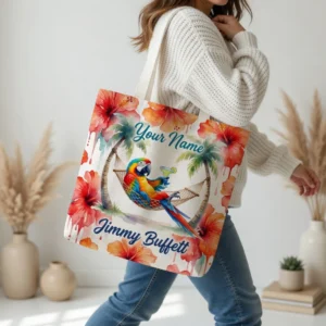 Jimmy Buffett Personalized Parrot Hammock Margarita Tote Bag