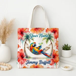 Jimmy Buffett Personalized Parrot Hammock Margarita Tote Bag