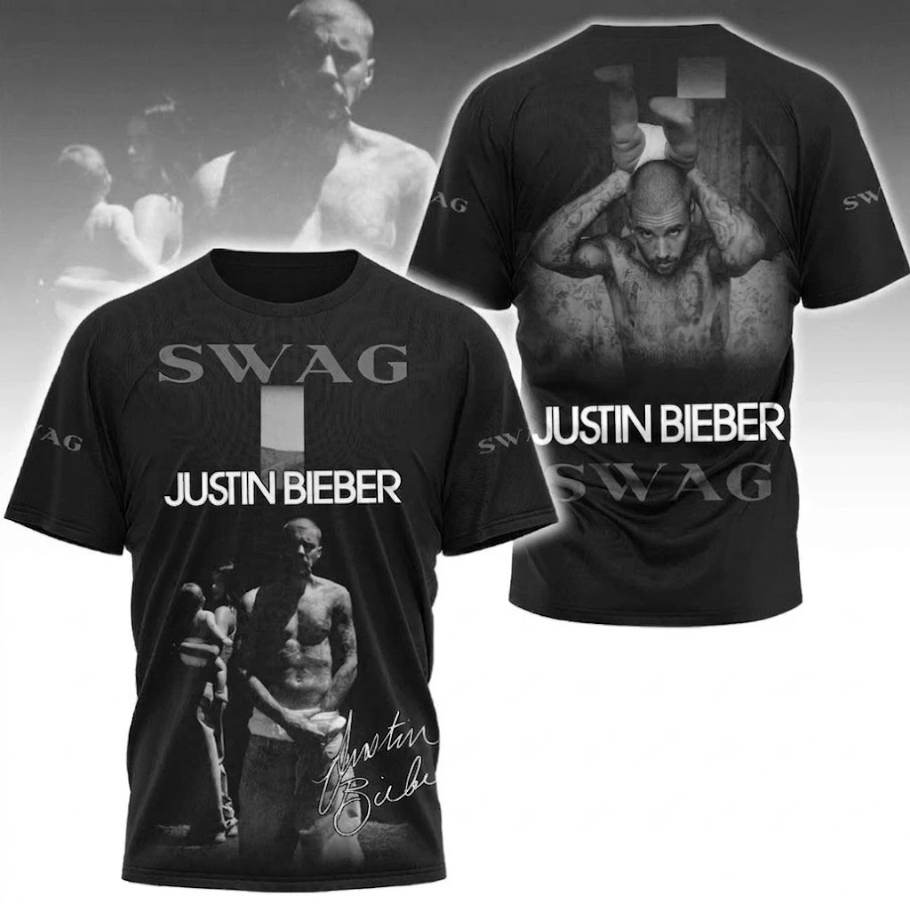 Justin Bieber Swag Photo Collage T-Shirt - Front View
