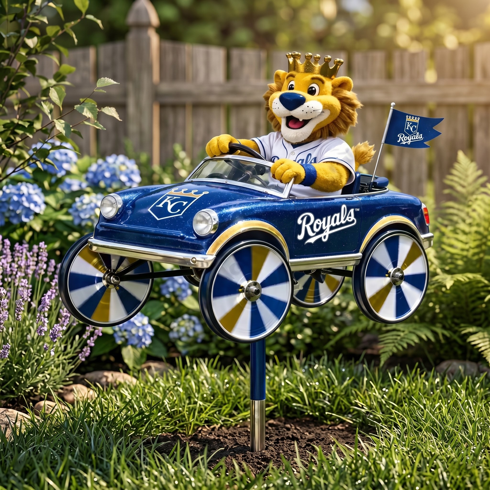 Kansas City Royals Sluggerrr Mascot Car Garden Spinner - Front View