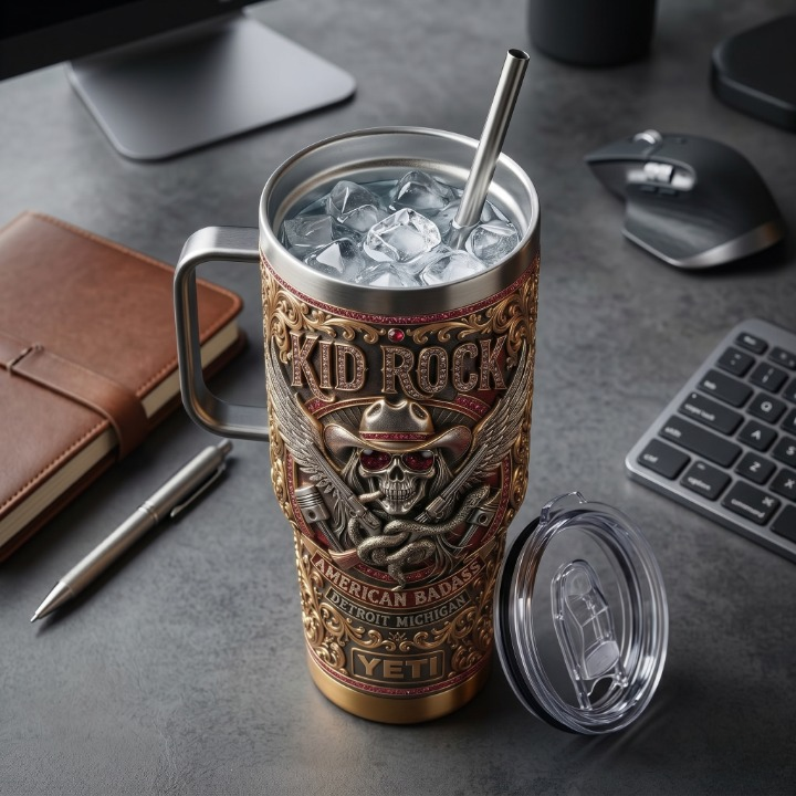 Kid Rock American Badass Detroit Michigan Tumbler - Detail View