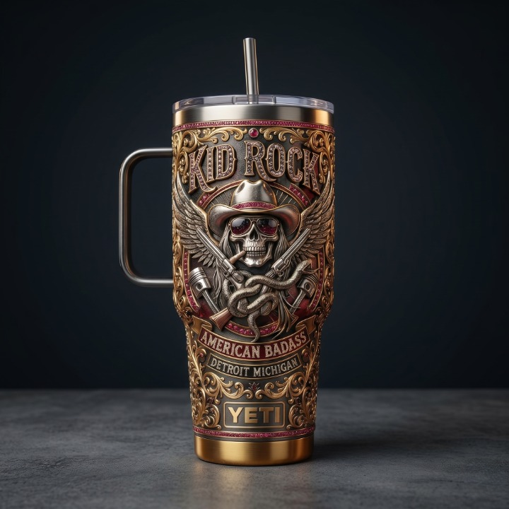 Kid Rock American Badass Detroit Michigan Tumbler - Front View