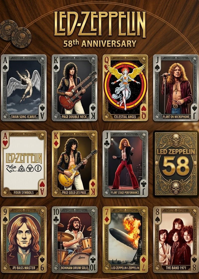 Led Zeppelin 58th Anniversary Playing Cards - Detail View