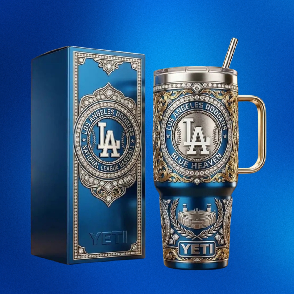 Los Angeles Dodgers Blue Heaven Bling Diamond Tumbler - Front View