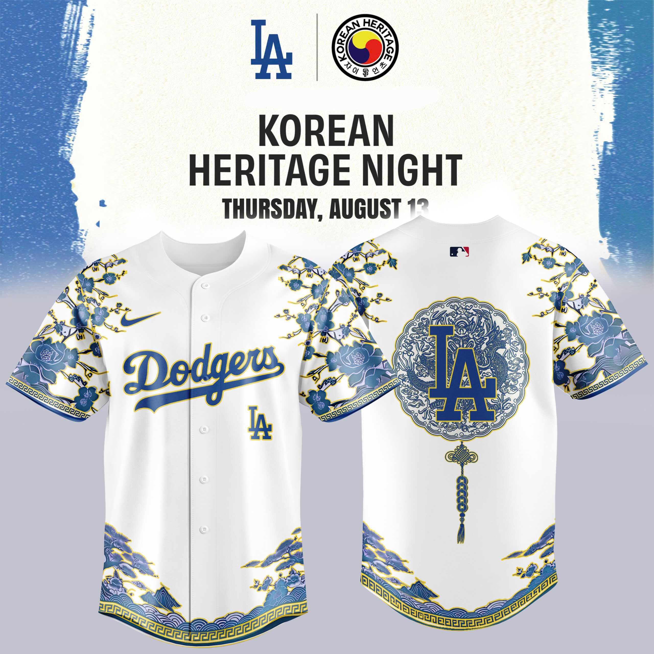 Los Angeles Dodgers Korean Heritage Night Baseball Jersey - Front View