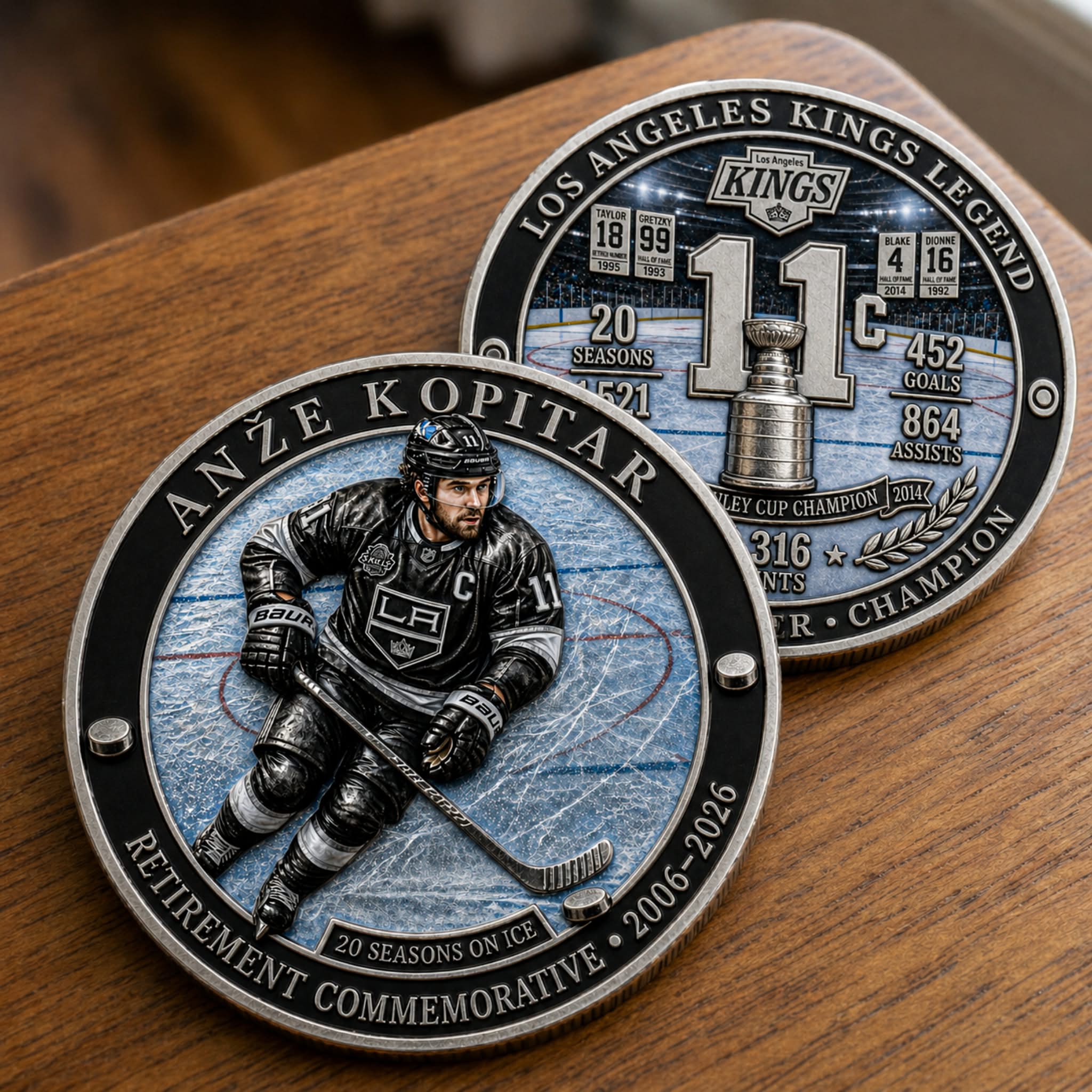Los Angeles Kings Retirement Commemorative Coin - Front View