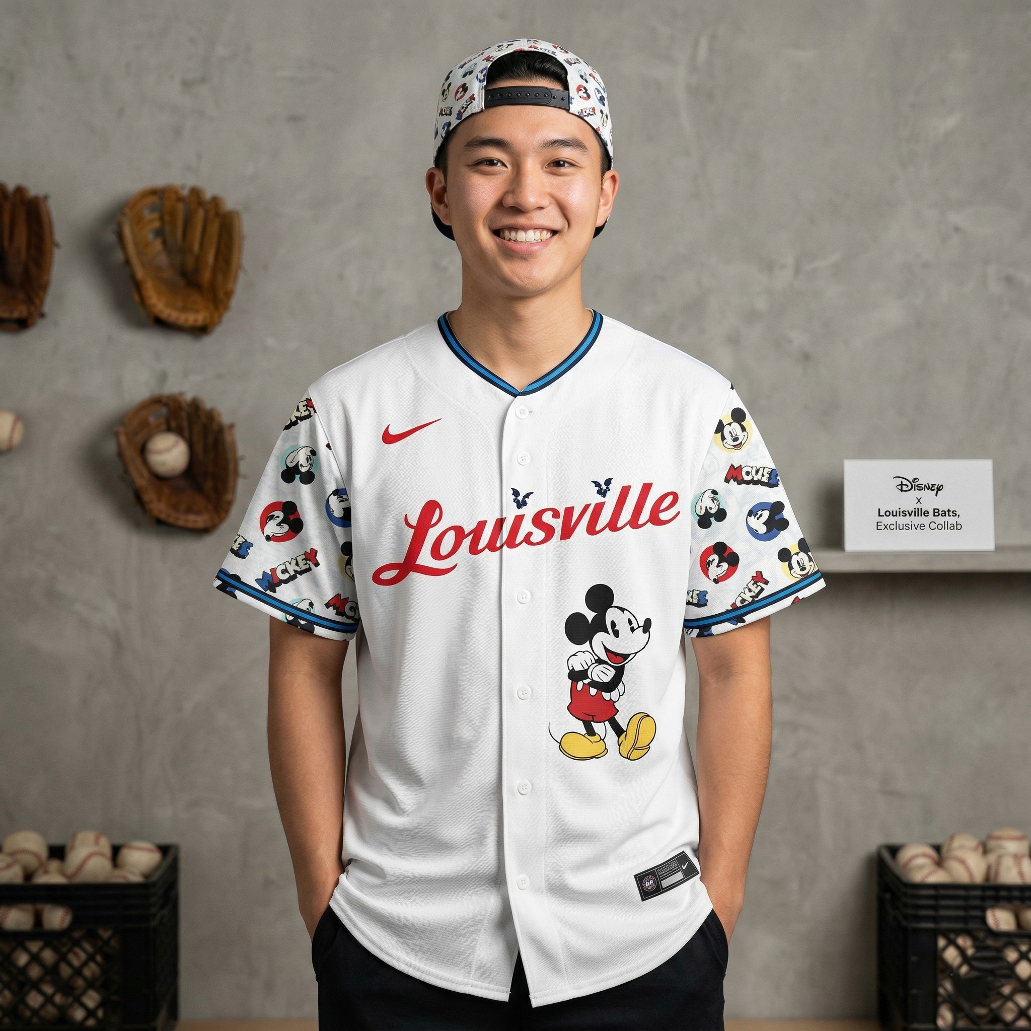 Louisville Bats Disney Mickey & Friends Baseball Jersey - Detail View