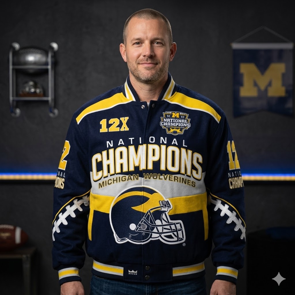 Michigan Wolverines 2023 12X National Champions Bomber Jacket - Detail View