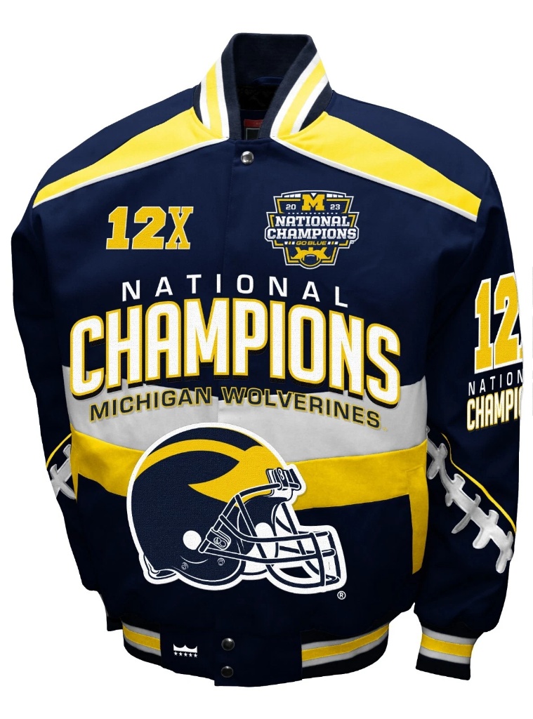 Michigan Wolverines 2023 12X National Champions Bomber Jacket - Front View