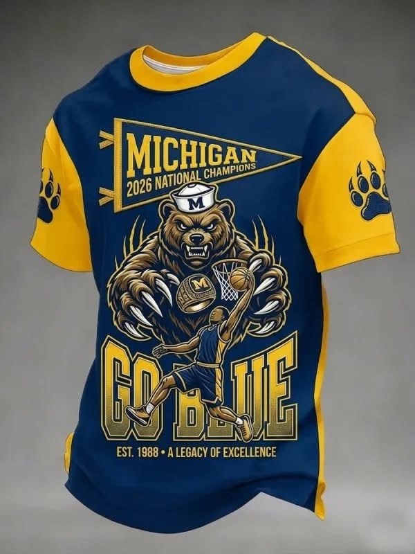 Michigan Wolverines 2026 National Champions Go Blue EST 1988 T-Shirt - Front View