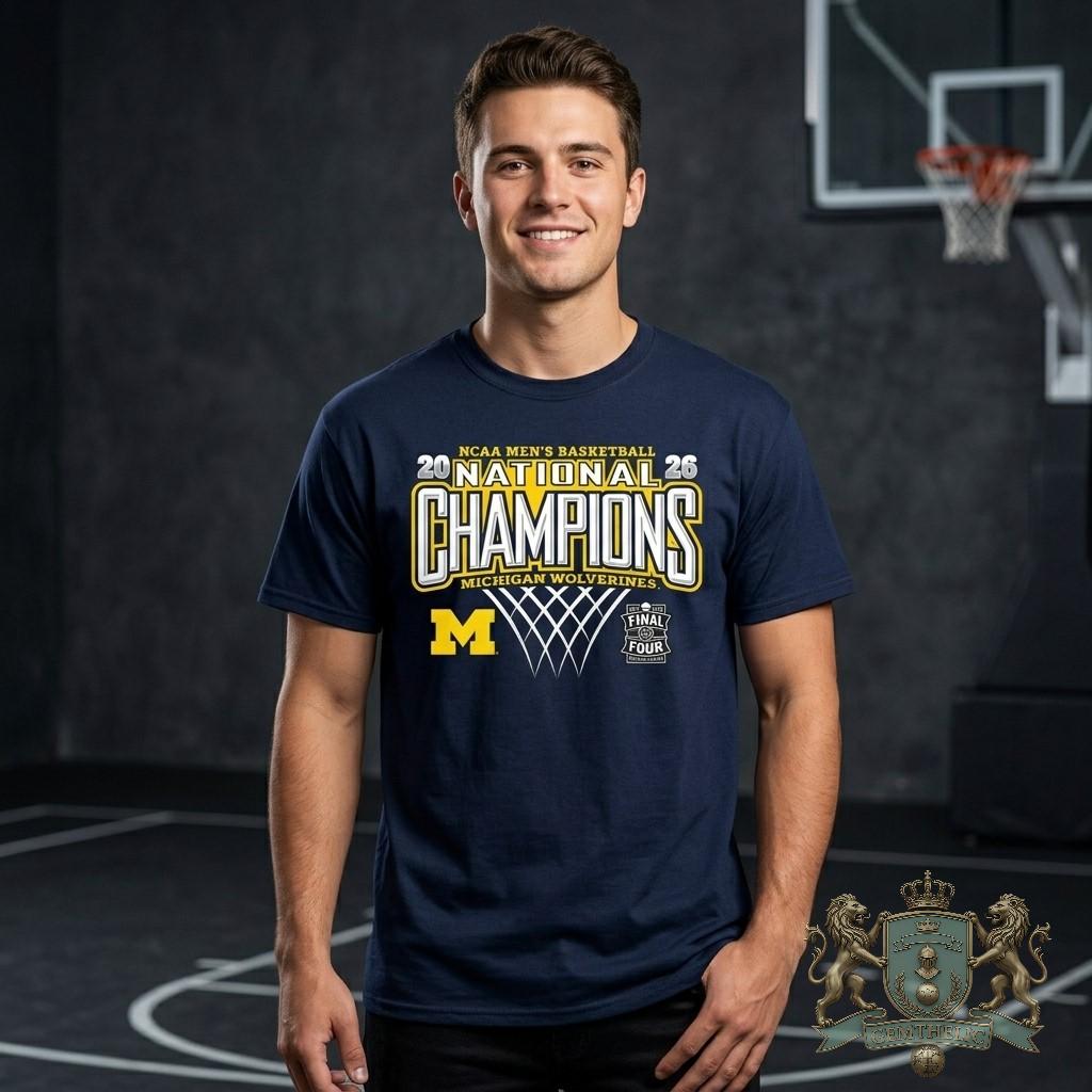 Michigan Wolverines 2026 NCAA Men's Basketball National Champions Bracket T-Shirt - Detail View
