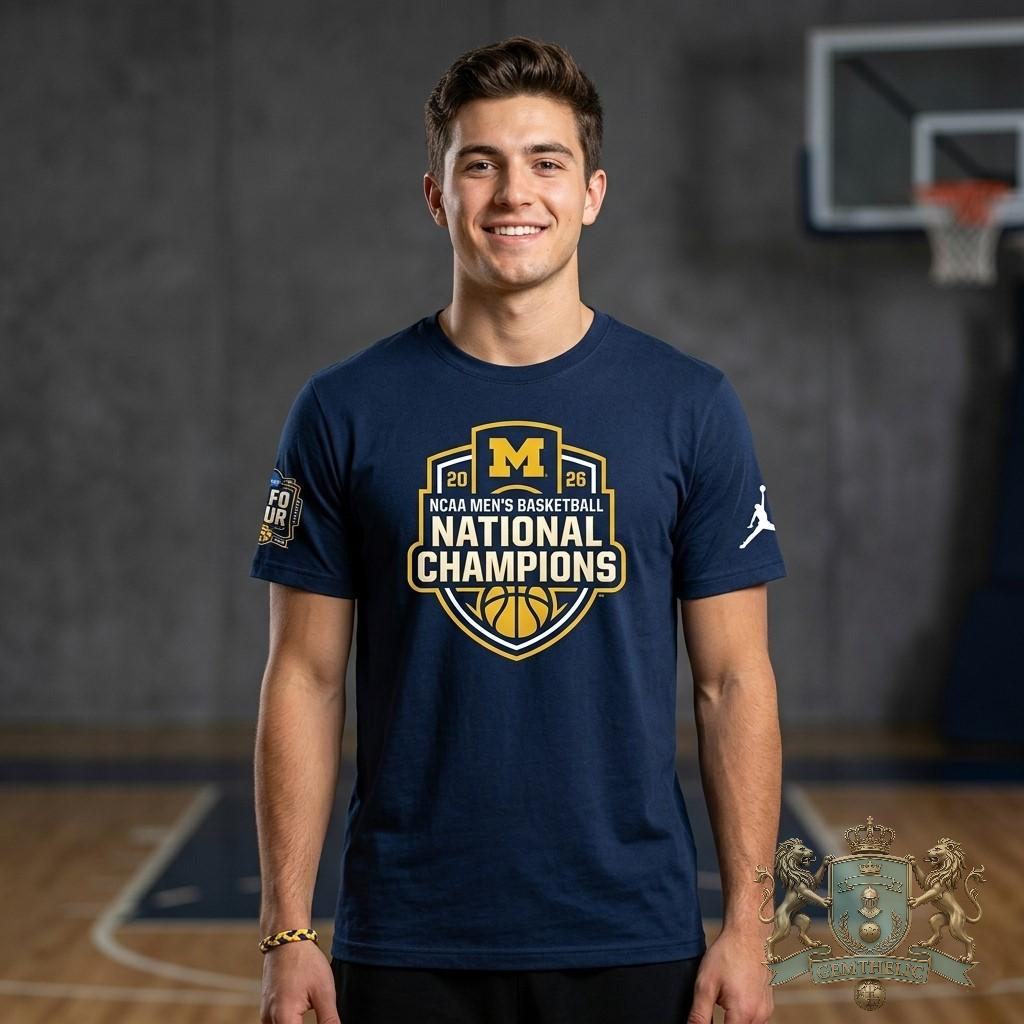 Michigan Wolverines 2026 NCAA Men's Basketball National Champions T-Shirt - Detail View