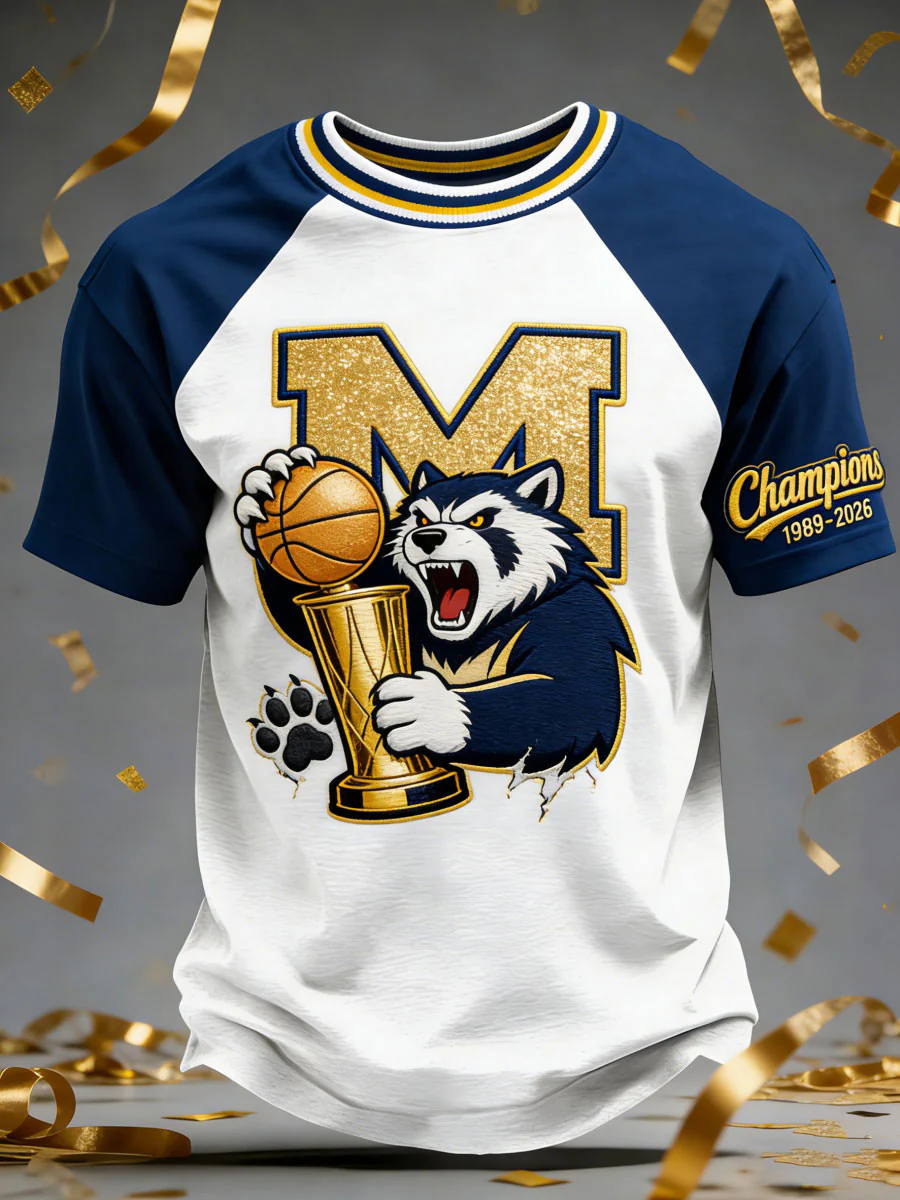 Michigan Wolverines Champions 1989-2026 Basketball T-Shirt - Front View