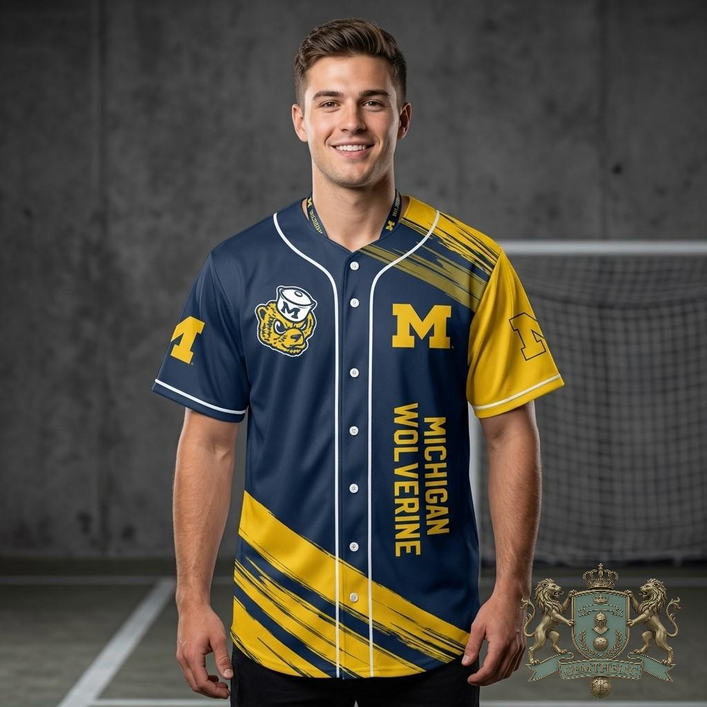 Michigan Wolverines ReliaQuest Bowl Champions 2026 Baseball Jersey - Detail View