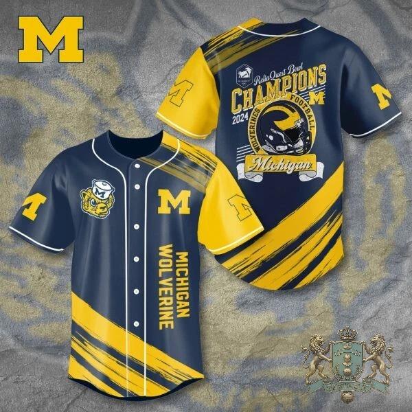 Michigan Wolverines ReliaQuest Bowl Champions 2026 Baseball Jersey - Front View
