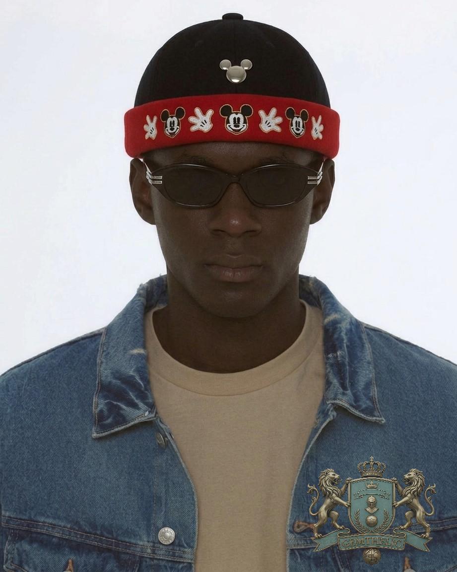 Mickey Mouse Embroidered Red Band Docker brimless cap - Front View