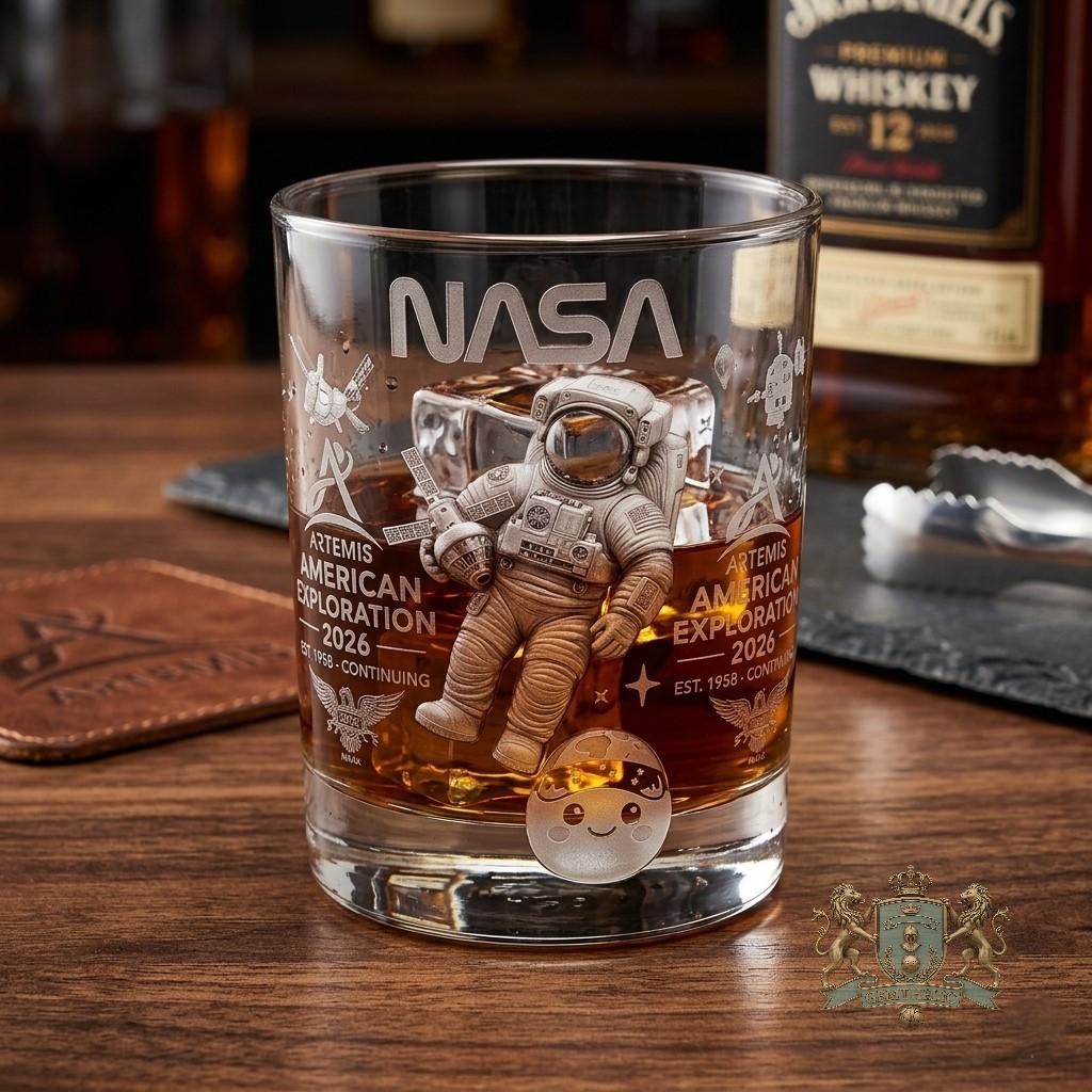 NASA Artemis American Exploration 2026 Whiskey Glass - Detail View