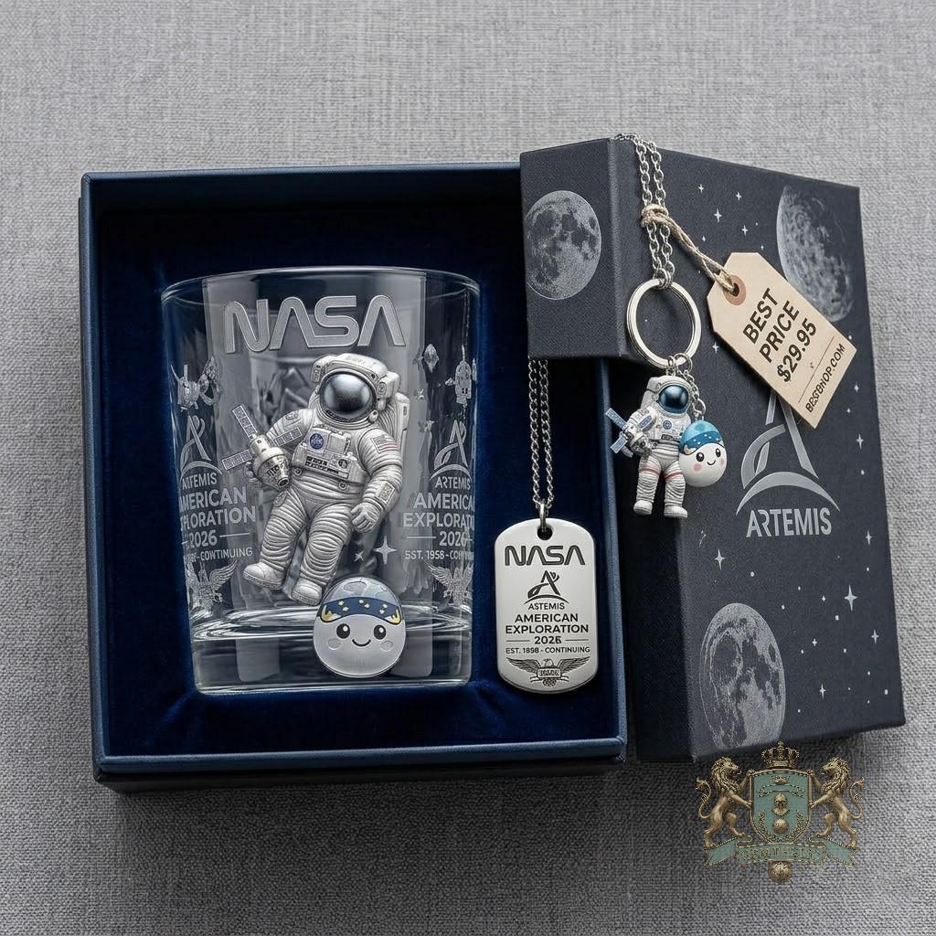 NASA Artemis American Exploration 2026 Whiskey Glass - Front View