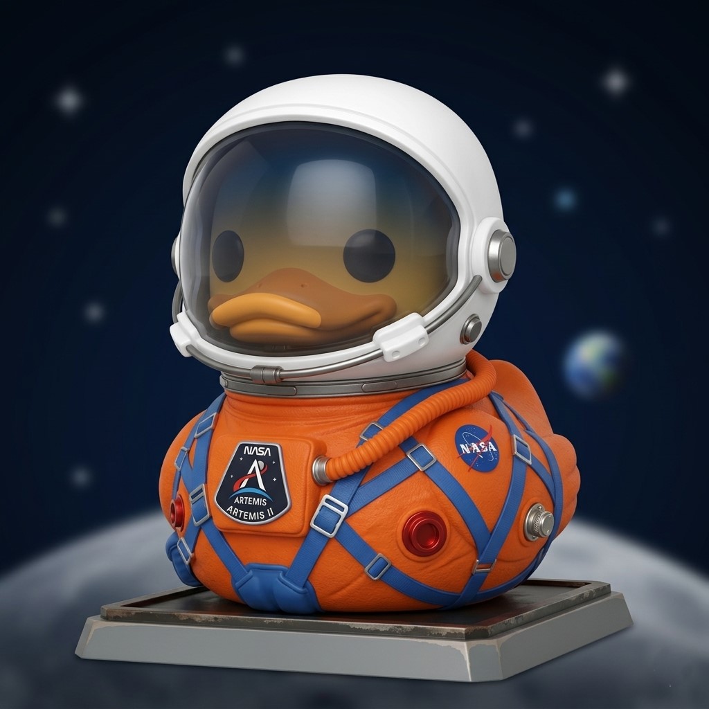 NASA Artemis II Astronaut Duck Collectible Figure - Front View