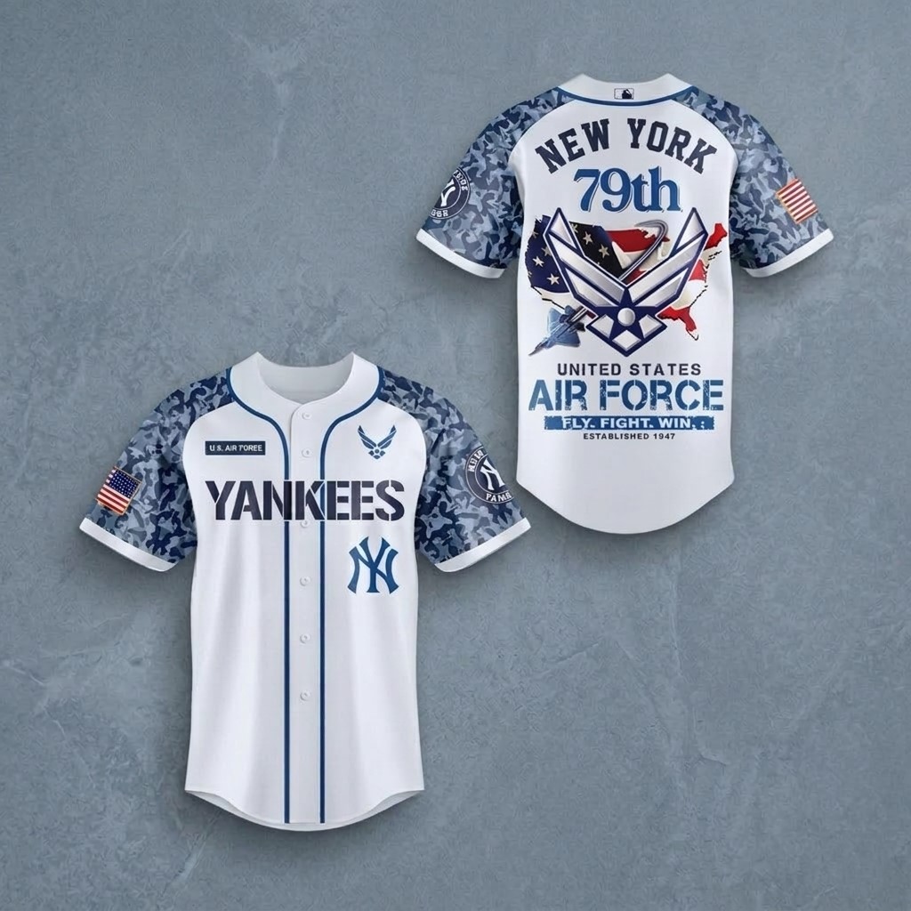 New York Yankees United States Air Force 79th Baseball Jersey - Front View