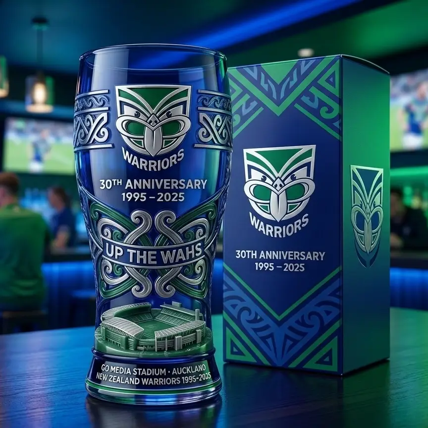 New Zealand Warriors 30th Anniversary Pint Glass - Detail View