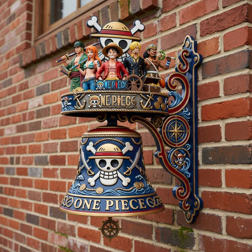 One Piece Straw Hat Pirates Crew Wall Mounted Bell - Detail View