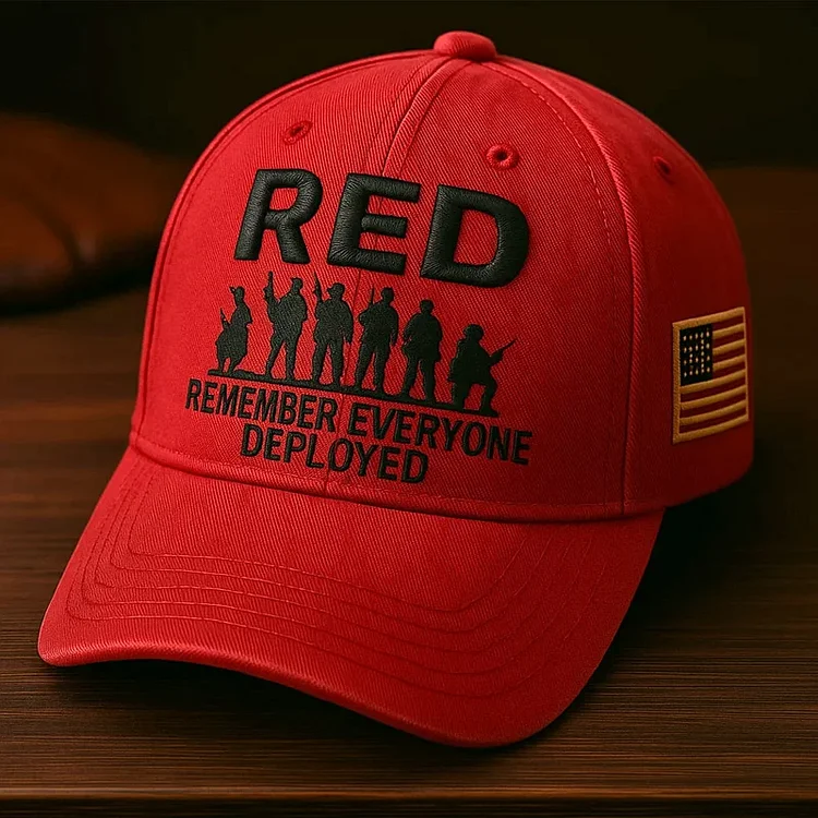 Patriotic RED Remember Everyone Baseball Cap - Front View