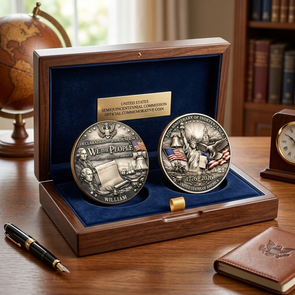 Personalized We The People 250th Anniversary of Independence 1776-2026 Coin - Detail View