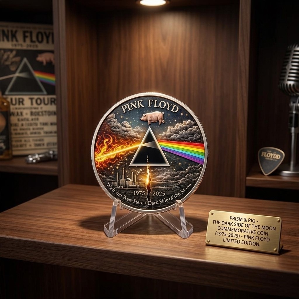 Pink Floyd 50th Anniversary Wish You Were Here Commemorative Coin - Detail View