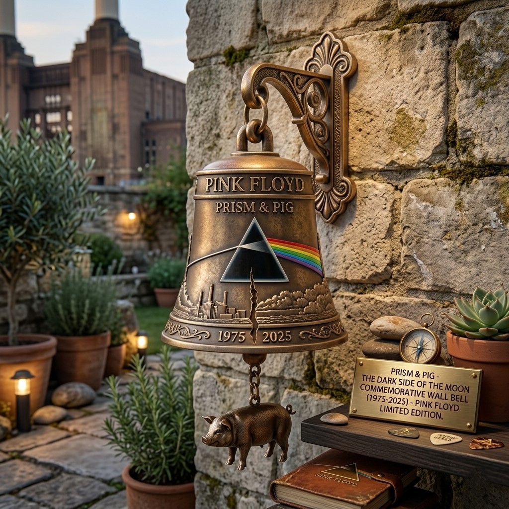 Pink Floyd Prism & Pig The Dark Side of the Moon Commemorative 1975-2025 Wall Bell - Detail View