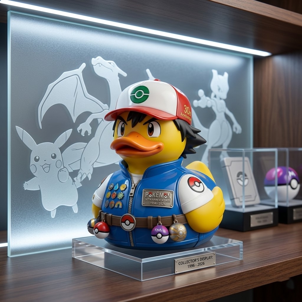 Pokémon 30th Anniversary 1996-2026 Ash Ketchum Rubber Duck - Front View