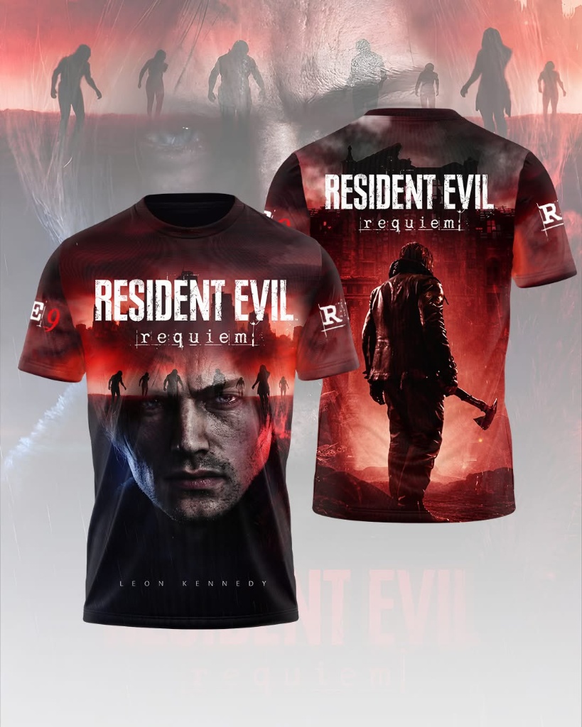 Resident Evil Requiem Leon Kennedy 3D T-Shirt - Front View