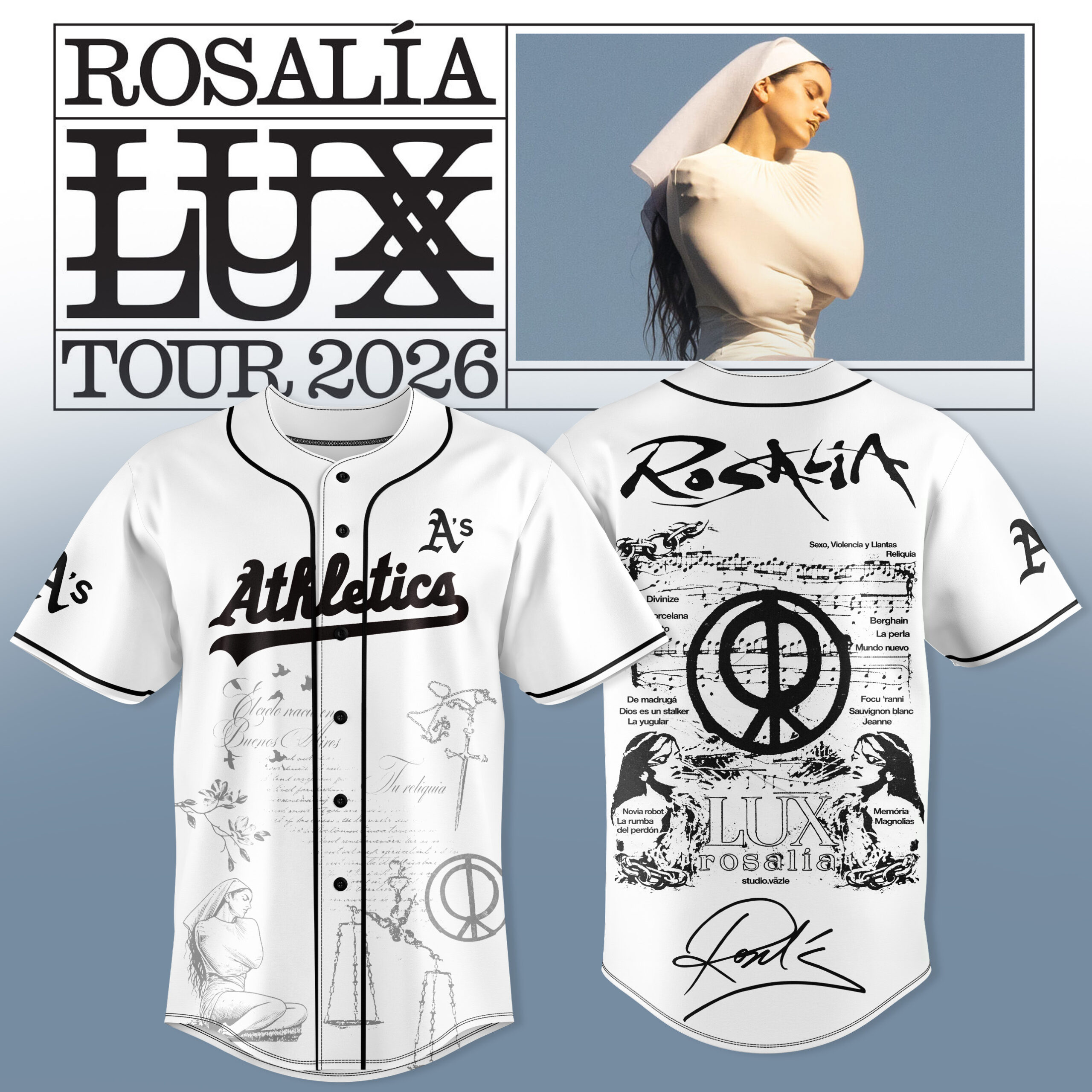 Rosalía LUX Tour 2026 Baseball Jersey - Front View