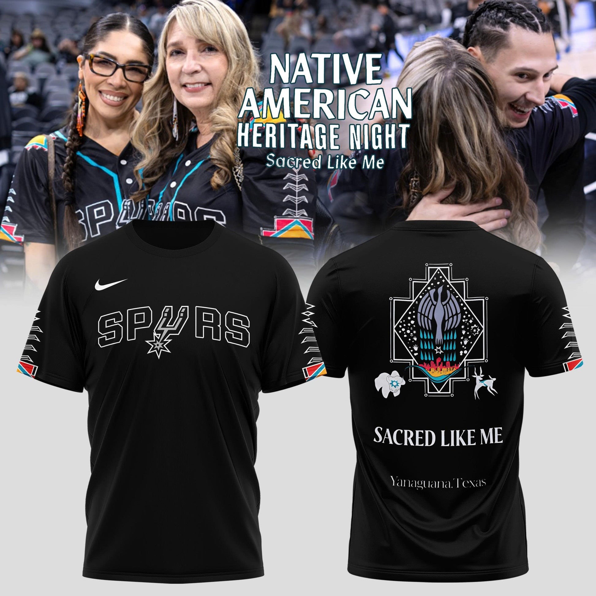 San Antonio Spurs Native American Heritage Night Sacred Like Me T-Shirt - Front View