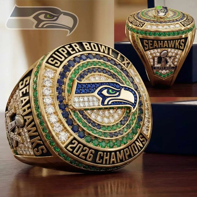 Seattle Seahawks Super Bowl LX 2026 Champions Championship Ring - Front View
