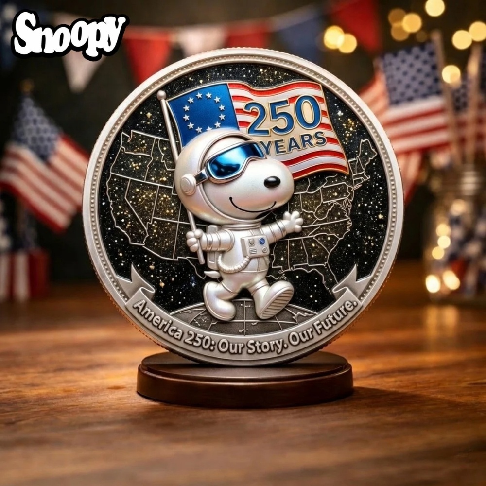 Snoopy America 250 Years Astronaut Commemorative Coin - Front View