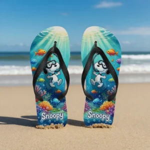 Snoopy Surfing Flip Flops