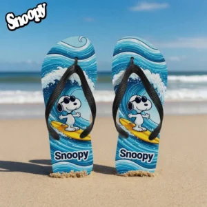 Snoopy Surfing Flip Flops