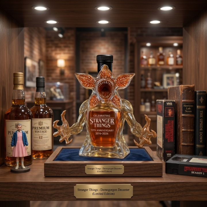 Stranger Things 10th Anniversary 2016-2026 Whiskey Decanter - Front View