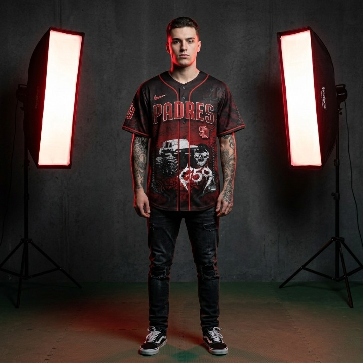 $UICIDEBOY$ Grey Day 2026 Tour San Diego Padres Baseball Jersey - Front View