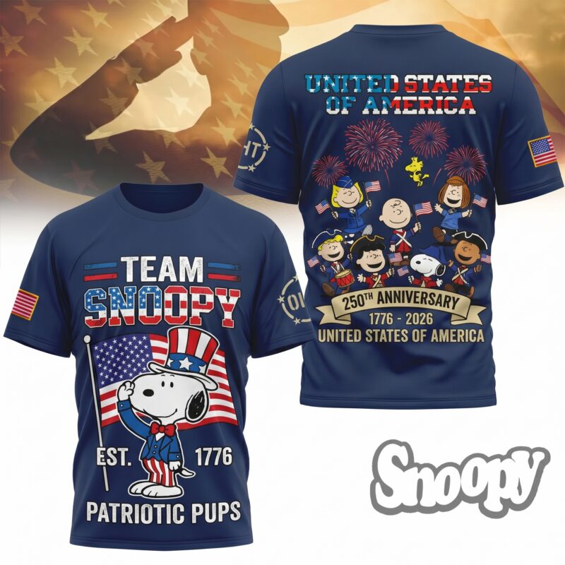 Team Snoopy 250th Anniversary 1776-2026 T-Shirt - Front View