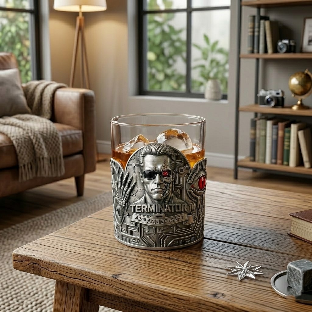 Terminator 42nd Anniversary 1984-2000 Whiskey Glass - Detail View