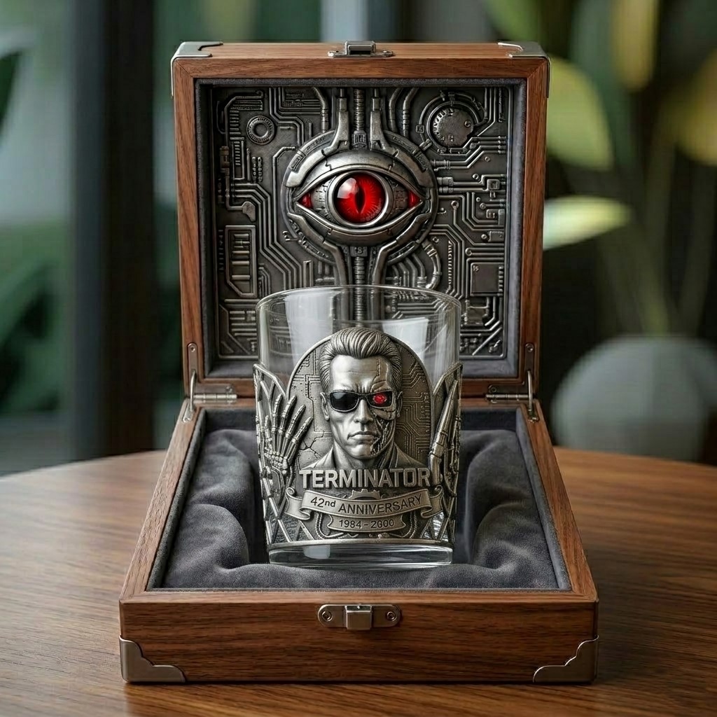 Terminator 42nd Anniversary 1984-2000 Whiskey Glass - Front View