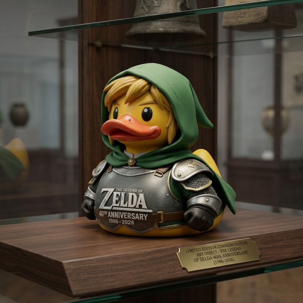 The Legend Of Zelda 40th Anniversary 1986-2026 Rubber Duck - Detail View
